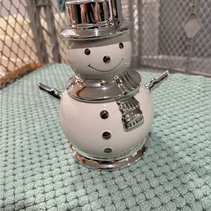 Bath and Body Works Slatkin Christmas Snowman Candle Holder Evergreen 2008